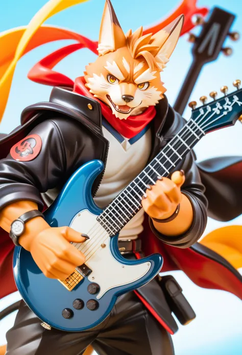 rating_safe, score_9, score_8_up, score_7_up, score_6_up, score_5_up, score_4_up, source_furry, highres, cover page, Rock Band Concerts, Musical instrument performance, Stage Performance, hot air, absurdres(kemono, 1boy, furry anthro)dramatic, epic, One sc...