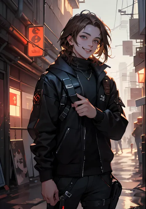 Very detailed, High resolution, Very detaileded, Best Quality, wonderful, Best Quality, Highly detailed CG Unity 8K wallpaper, Cinema Lighting, cat lover, Cyberpunk, Brown Hair.Nice.What a beautiful smile