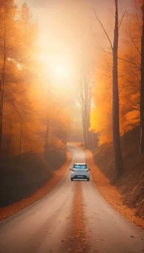 arafed car driving down a road in the middle of a forest, auto photography, vehicle photography, car commercial photograph, car ...