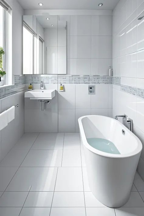 Bathroom with white colour tiles big