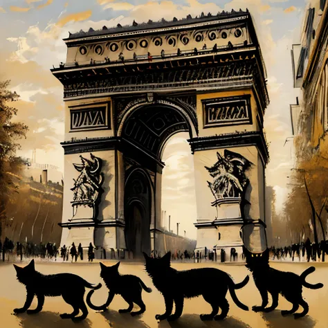 Arc de Triomphe、Group of black cats