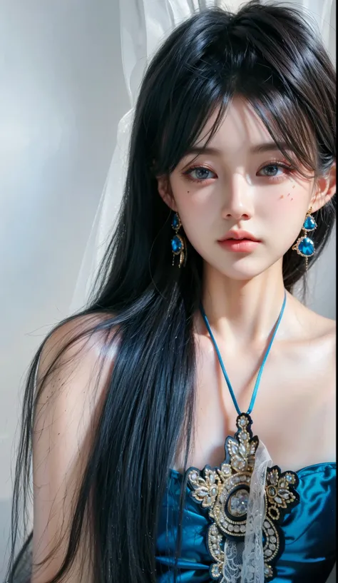 Game Art，Best image quality，Maximum resolution，8K，(A half-length photo)，(portrait)，(Head close-up)，(Rule of Thirds)，Unreal Engine 5 rendering works，20 year old girl，((Queen))，The eyes are very detailed，(Large Breasts)，Elegant and noble，Movie Light，Ray Trac...