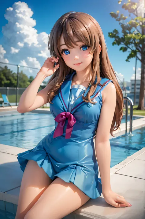 Baby Face, (photoRealistic:1.8), (masterpiece, Side light, Exquisite beautiful eyes: 1.5), masterpiece*Portraiture, Realistic, 3D Face, (Cute Face),Front view: 1.6、 (Shining blue eyes:1.2),Plump face:1.5,(We say:1.5)、(Captivating smile:1.2),Rosy Mouth,Beca...
