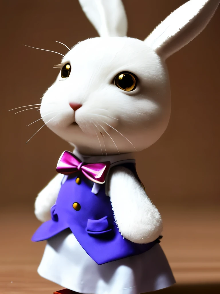 a close up of a white rabbit dressed in a costume, the white rabbit, white rabbit, from alice in wonderland, mark ryden highly detailed, anthropomorphic rabbit, hand, by Yukihiko Yasuda, by Mark Ryden, by Yuko Tatsushima, by Alison Kinnaird, by Hiroyuki Ta...