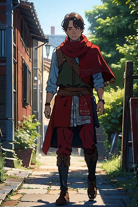 Create a protagonist with a medieval red bandana