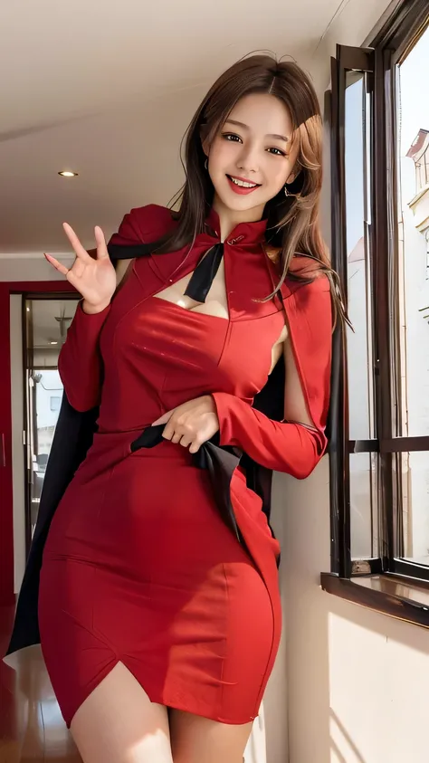 {{lifting her skirt with her hand, her pussy is visible}},{{1 girls :18 yo :smile}},, wearing red dress, opened dress, red dress...