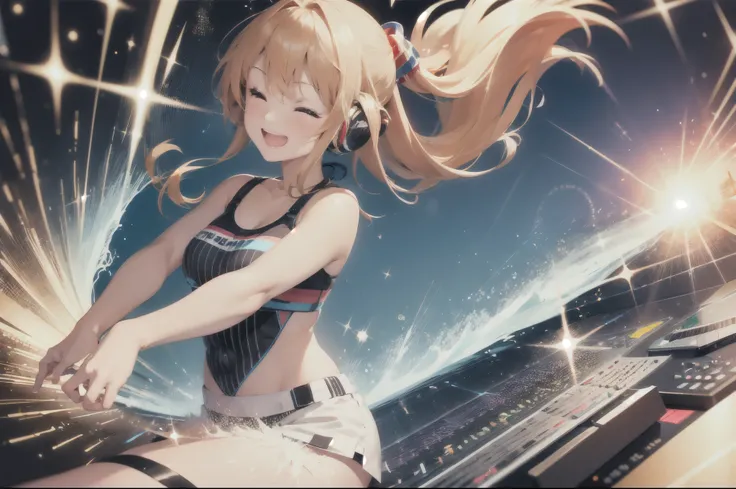 One ultra detailed studio wave, music is high energy, music is love, Eurobeat Party context, bright sparkling daylight scene