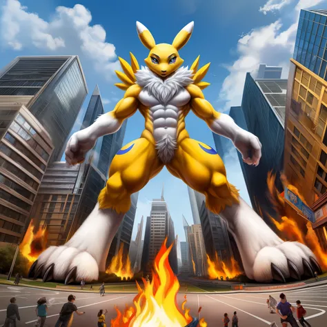 (masterpiece. official art. 8k. best quality. detailed full body. full body.)

(situation 1 : dominating renamon. GIANT renamon is fiercely stomping the CITY. macro. stomp. emphasizing the immense size. giant art. He is much bigger than a skyscraper. Giga ...