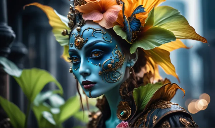 Magical plant ghost flower, ghost flower,carismatic，Incredible，terror ,extremely detailed,intricate details,big eyes extremely detailed, high detailed eyes,16k resolution, realistic humid skin,extremely intricate details,Epic Realistic,face anatomically co...