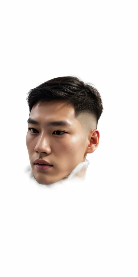 a close up of a person with a haircut and a shirt, siwoo kim, south east asian with round face, south korean male, asian male, one side haircut, clean shaven wide face, handsome face, handsome, wonbin lee, heise jinyao, hyung tae, hsiao-ron, headshot profi...