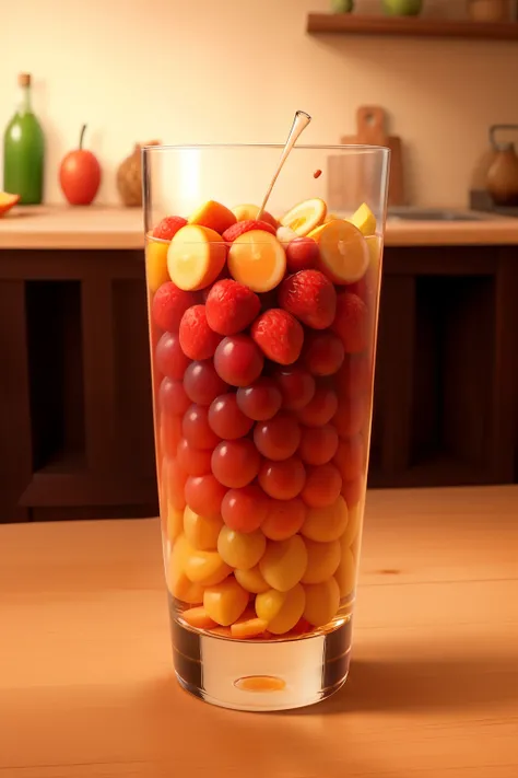 Make a glass with different fruits in a very appetizing way  