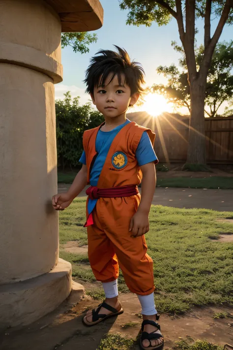 Kid goku playing with sun