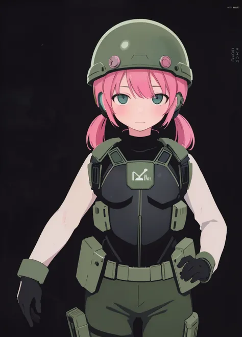 (masterpiece、Best Quality、Best Quality、Official Art、Beautiful and beautiful:1.2)、(One person:1.3)Hatsune Miku、Twin tails,Beautiful breasts,Metal Gear Solid Style, (detailed intricate full cover tactical helmet:1.3), (Pink Hair), Cowboy Shot, Dynamic pose, ...