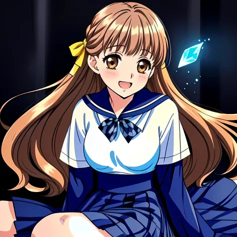 (highest quality, masterpiece: 1.6), (Beautiful noble 20yo beautiful lying anime noble heroines portrait, Solo beautiful giggling noble elegant 20yo neat anime heroine wares blue sailor-styled uniform is lying on a magical sexy bed and inviting me into dee...