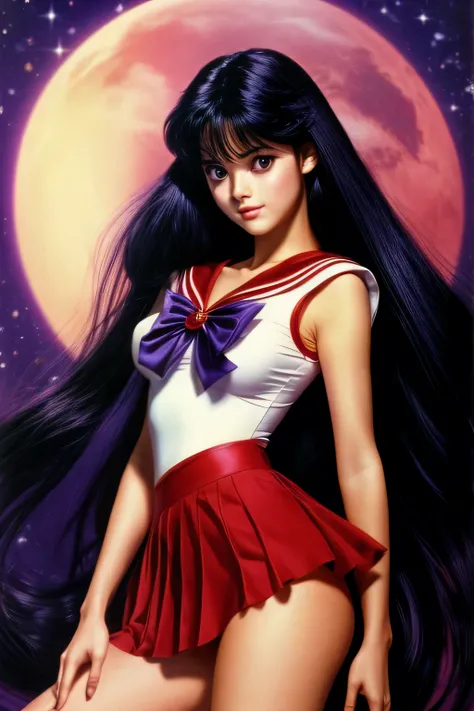realistic sailor mars, rei hino, dark fantasy movie, real, 1991, perfect face, perfect eyes, perfect body, detailed eyes, detailed face, beautiful, high definition, sailor mars uniform outfit