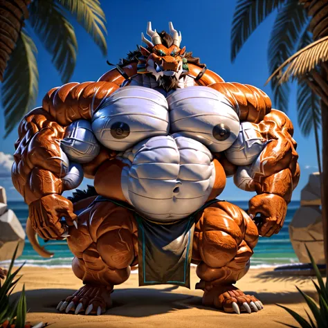 an eastern dragon king, a dragon tribal chief, eastern warrior, male dragon, hefty body, with very big muscles, hulking, huge, colossal body, extremely strong, huge abdominal muscles, hefty abs, pecs, plump big muscle abs, Strong and robust muscle abs, dad...