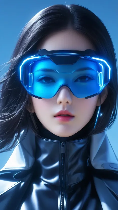 1girl, solo futuristic glasses,