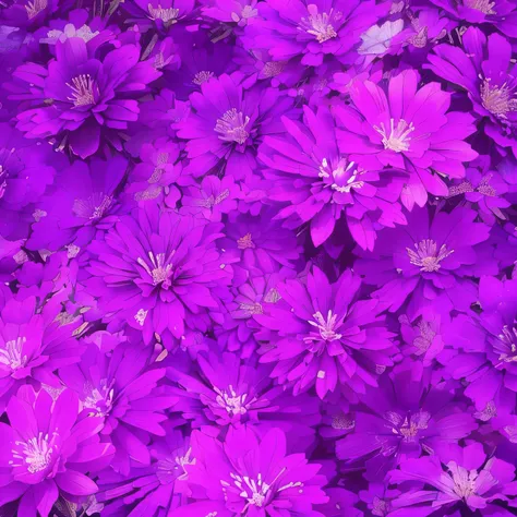 purple flowers with white centers and green centers in a field, purple flowers, violet flowers, glowing purple, neon flowers, purple color, purple neon colours, background is purple, purple colors, magenta colours, purple neon, some purple, purple glow, pu...