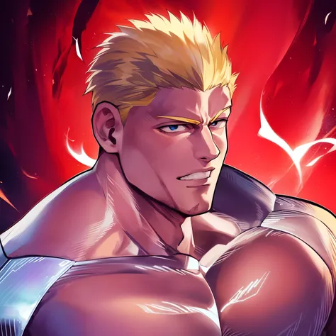 Image of a muscular man with light hair, manga cover style