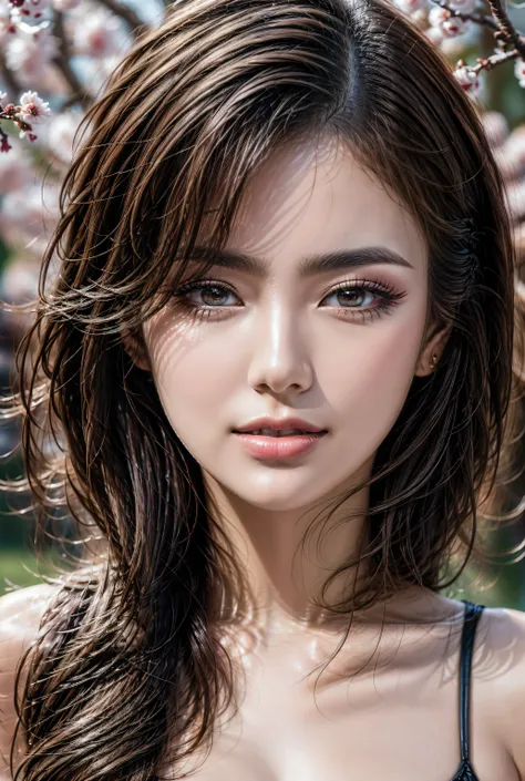 Realistic (photorealistic Realism), (high resolution), ((intricately detailed digital art)), (ultra realistic texture details: velvety skin, hair), ((ultra quality)), (UHD:1.3), professional photography, (glamour shot of Japanese woman:1.3), (intricately d...