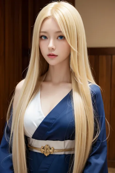 visual novel style, a woman, blonde hair, blue eyes, long straight hair, japaneses, best quality, masterpiece, realistic, 