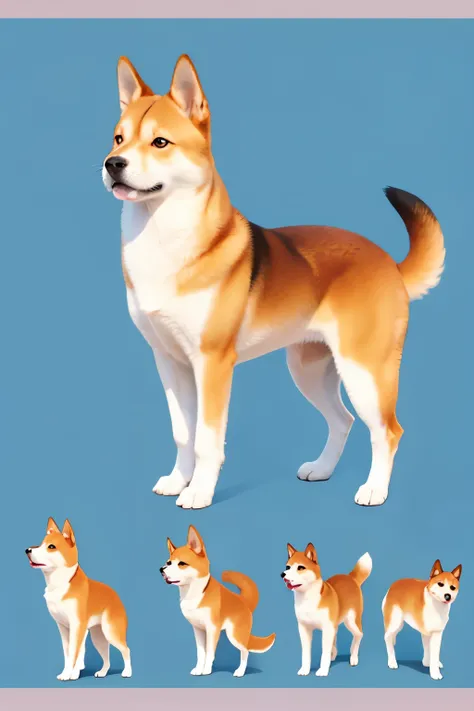 Shiba Inu、Illustration、whole body、Side view