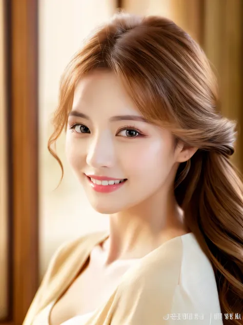 ((highest quality)), ((masterpiece)), (detailed), Head to waist angle、Perfect Face、Perfect body、Light brown hair、Beautiful Skin、A beautiful Russian and Korean woman、(masterpiece:1.3), (8k, Photorealistic, Raw photo, Best image quality: 1.4), (Random Hairst...