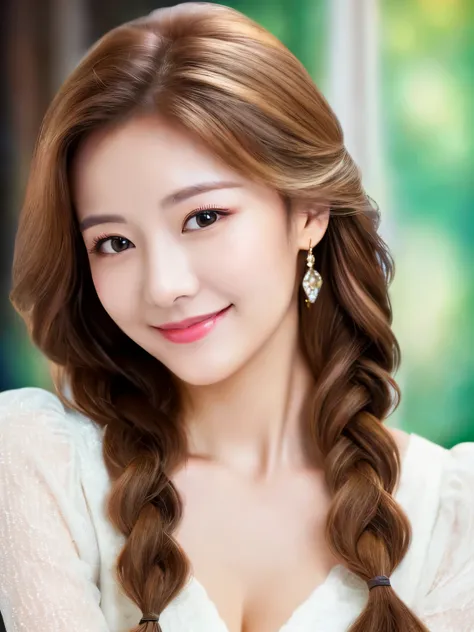 ((highest quality)), ((masterpiece)), (detailed), Head to waist angle、Perfect Face、Perfect body、Light brown hair、Beautiful Skin、A beautiful Russian and Korean woman、(masterpiece:1.3), (8k, Photorealistic, Raw photo, Best image quality: 1.4), (Random Hairst...