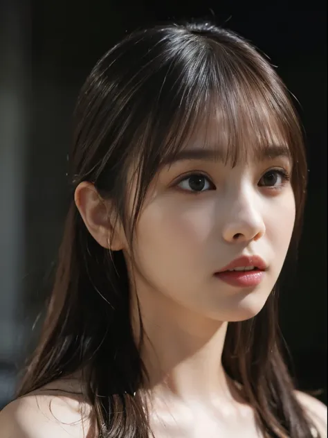 (8k, Best Quality, masterpiece:1.2), (Realistic, photoRealistic, photo-Realistic:1.37), Very detailed, Beautiful fine details, Beautifully detailed nose,(((Fully nude、All Nude)))