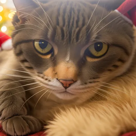 there is a cat that is laying down on a red blanket, beautiful grumpy girl, pouty face, frowning, pouty, pouting, soft but grumpy, angry looking at camera, angry cat, sad cat, angry looking, looking angry, very silly looking, cute furry needs your help, wi...