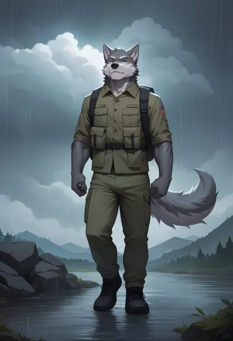 masterpiece, extremely detailed, high res, detailed, best quality, best aesthetics, absurd res, perfect anatomy, perfect proportions, high resolution, good color, bright skin, good shading, countershading, well detailed background, male, wolf furry, male G...