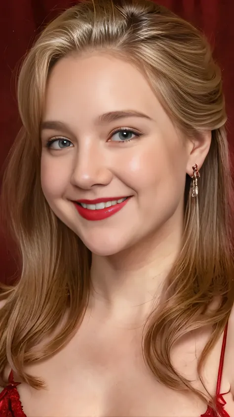face shot, close face shot, face portrait, close up zoom on face portrait art by Albert Lynch, John Singer Sargent and James Tissot, blonde hair, back ponytail, seductive smile,cute smile, wearing red G-string, sexy woman, hot, intricate, masterpiece, beau...