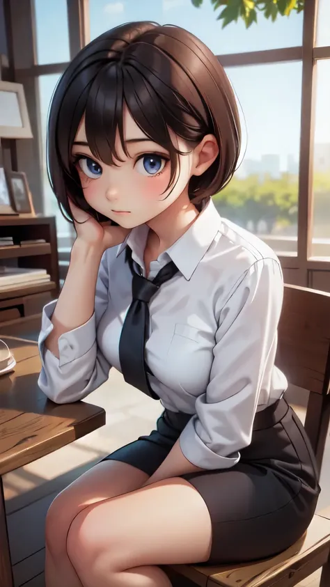 ((sfw: 1.4)), ((detailed face, professional photography)), ((sfw, office lady, suit, extra short hair, sidelocks-hair, 1 Girl)), Ultra High Resolution, (Realistic: 1.4), RAW Photo, Best Quality, (Photorealistic Stick), Focus, Soft Light, (()), ((Japanese)...
