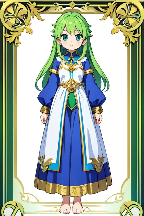 Fairy、Fairy、adult、whole body、Character portrait、White background、tall、alone、body、feet、Standing posture、Green Hair、