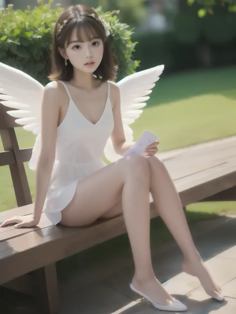 Highest quality、super beautiful、Masterpiece、Reincarnation of an Angel､Berry Short Cut、Fair skin､Petite、White envelope slip､Bare legs、