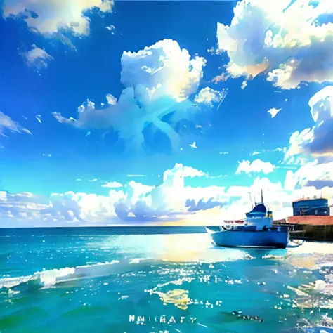 Summer Sea、blue sky、White Clouds、Blue Sea、Yacht Harbor、Numerous yachts are moored