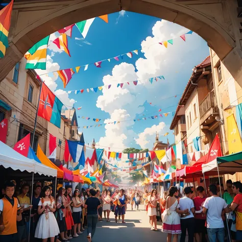 a festival with dance, flags and more