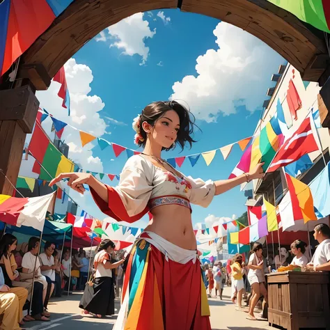 a festival with dance, flags and more