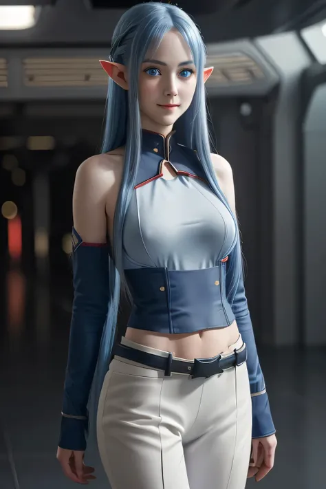 close up 1girl in, photo of Asuna, Yuuki Asuna, Solo, (straight blue hair, very long blue hair, (blue eyes: 1.2), (perfect clear skin, pale skin, detailed skin, medium breasts, round breasts, perfect body, skinny, thin), (thin hips, thin waist: 1.25), neut...