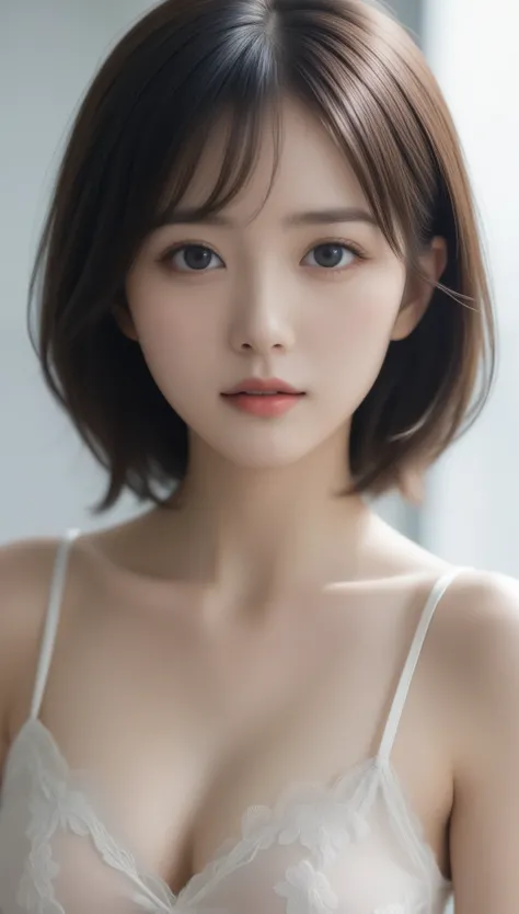 8k, Ultra-high resolution, Best Quality, masterpiece, 三分割法によるphotograph,Surreal, photograph, 1 , (:1.3), cute, cute顔, 細部までBeautiful Eyes, 細かくdetailedに,masterpiece,One Girl:1.2,Japanese women,princess,extream close up,glaring,Black Short hair,Curl inside ha...