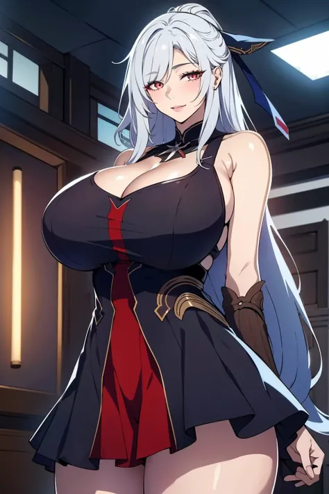 An anime-style artwork depicting jingliu from the game star rail

Tags: jingliu, 1girl, long hair, bangs, (minidress:1.4), bare shoulders, white hair, hair ornament, solo, anime, detailed eyes, detailed lips, , smiling expression, intense gaze, dynamic pos...