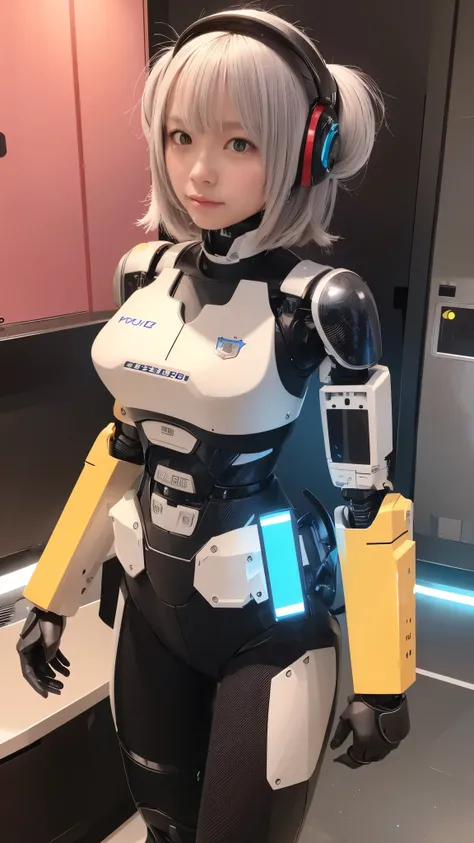 one robot woman, hyperdetailed face, Super well-formed face, armored robot, Police, robot, perfect-female-robot, perfect-mechanical-body