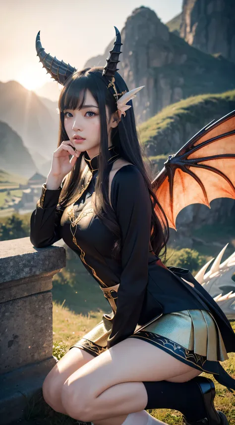 天）Create an ultra-realistic 8K image of a character inspired by a wyvern, retaining its iconic dragon-like features while embodying the essence of an ultimate moe character. The character has large, expressive eyes that shimmer with innocence and curiosity...