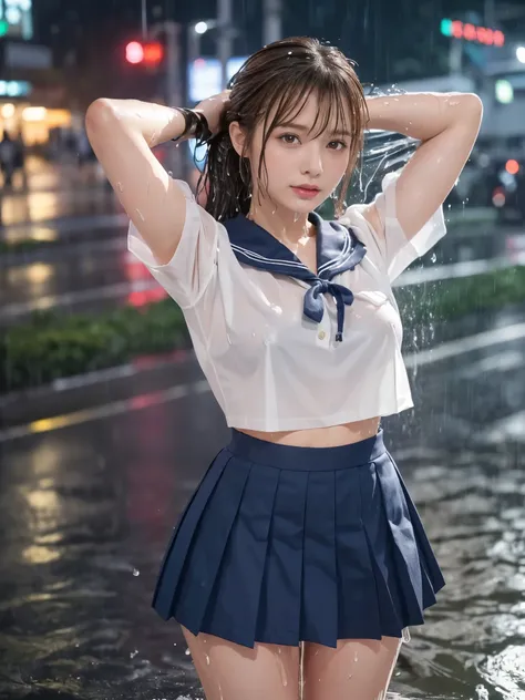 (Absurd:1.5, Surreal:1.5, The highest masterpiece:1.30), (RAW Photos:1.5), Professional photography, (Sharp focus, Deep Focus:1.10), (Depth compositing of written boundaries), Cinema Lighting, break,
Show Viewer:1.21, Above the knee shot:1.21, ((masterpi...