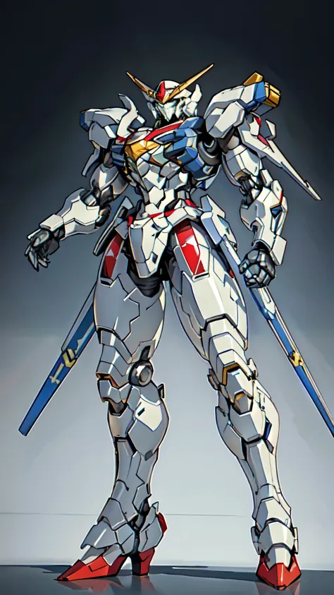 (masterpiece:1.5, best quality:1.5, extremely delicate:1.5), (male:1.5), humanoid Mecha, fully enclosed shoulder guards, matching arm and leg guards, full body, full armor, the design balances heavy with agility, (the color scheme is primarily Green with R...