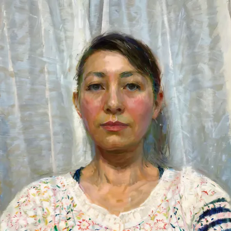 there is a woman that is sitting down with a remote, (3), 3 0 years old woman, 30 years old woman, 3, portrait of a 40 years old women, 3 , 3 , she is about 40 years old, she is about 4 0 years oldMasterpiece on canvas in the style of Claude Monet, extreme...