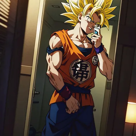 there is a man taking a selfie in a mirror, fit pic, wearing tanktop, red tank-top, very very low quality picture, wearing red tank top, profile pic, wearing a tanktop, around 1 , wearing a low cut tanktop, 1, 2 , full body picture, in tshirtsuper saiyan,(...