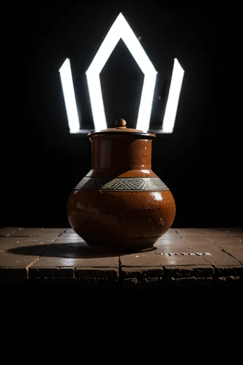 Moroccan traditional tajine on a bilboard on a plain black background with a cyberpunk twist front view