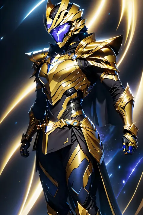 it's a man. the image presents a highly detailed and futuristic armor designed for a male warrior. the armor combines elements f...