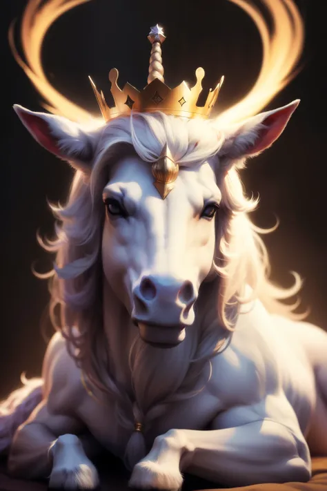 King of the Unicorns wearing a crown